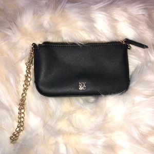Black Wristlet With Gold Chain